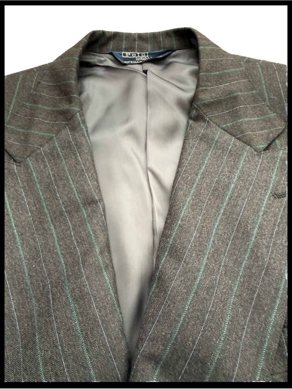 Vintage Polo Ralph Lauren Suit Jacket 43R Double Breasted Pinstripe USA Neiman - Picture 3 of 8